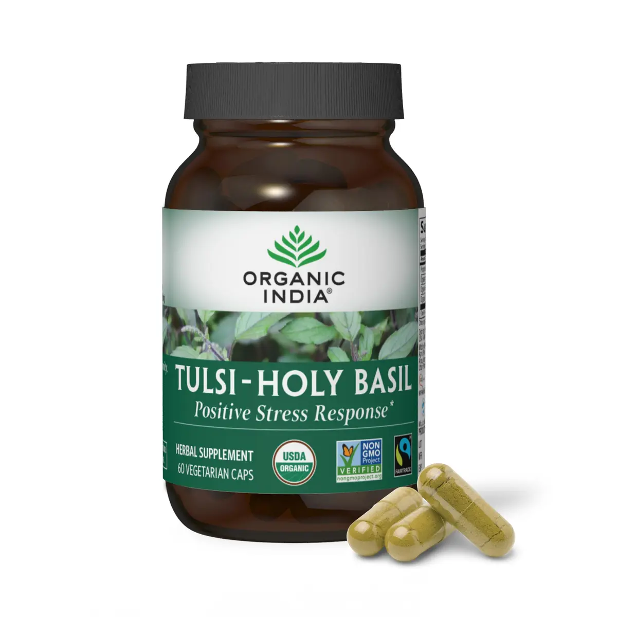ORGANIC INDIA Tulsi Holy Basil Capsules, Vegan, 60 Capsules | Adaptogen for Calm & Immunity - main product image