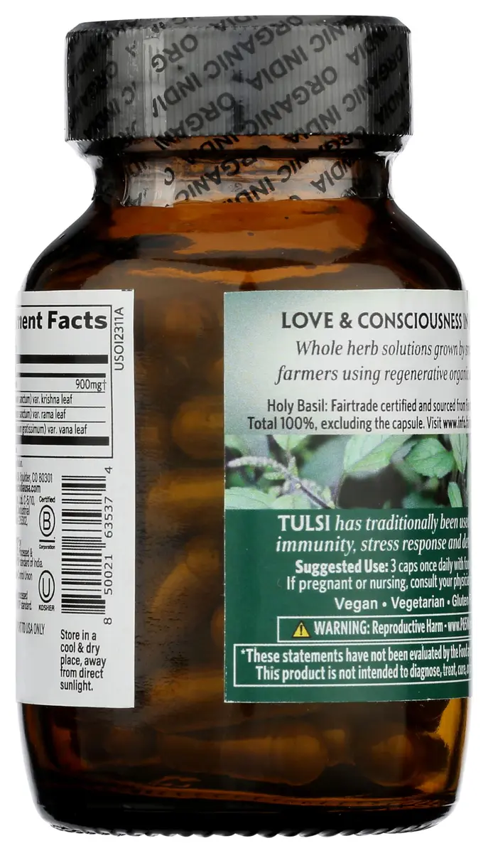 ORGANIC INDIA Tulsi Holy Basil Capsules, Vegan, 60 Capsules | Adaptogen for Calm & Immunity - view 4