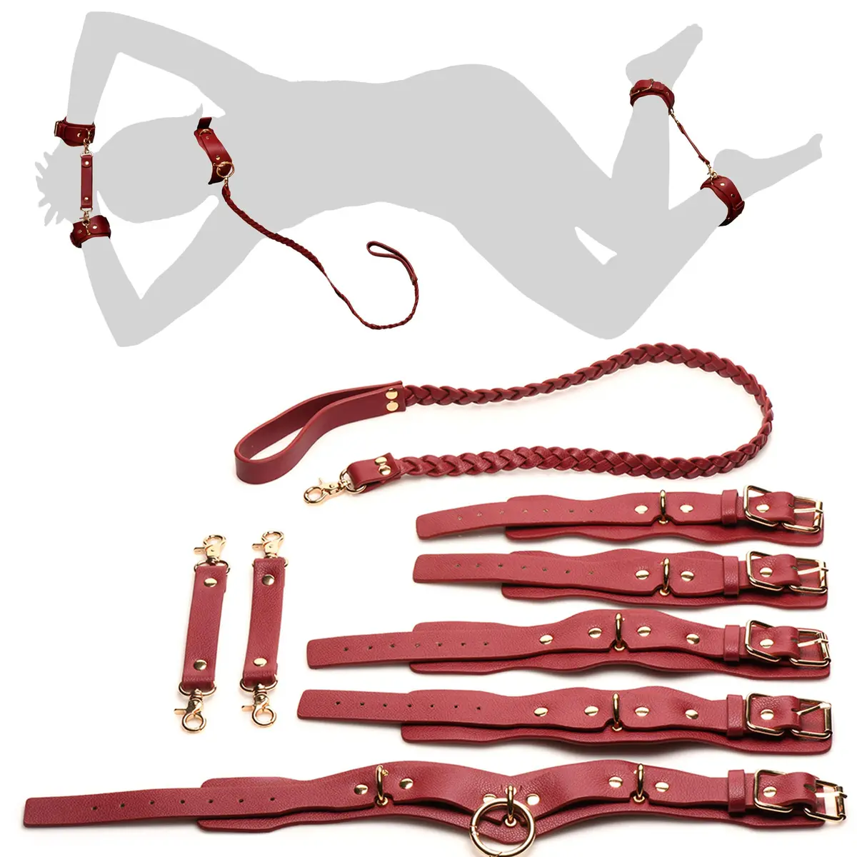 XR PLAY HARD. Lover's Restraints Set for Men, Women & Couples | Adjustable Vegan Leather Bondage Gear - main product image