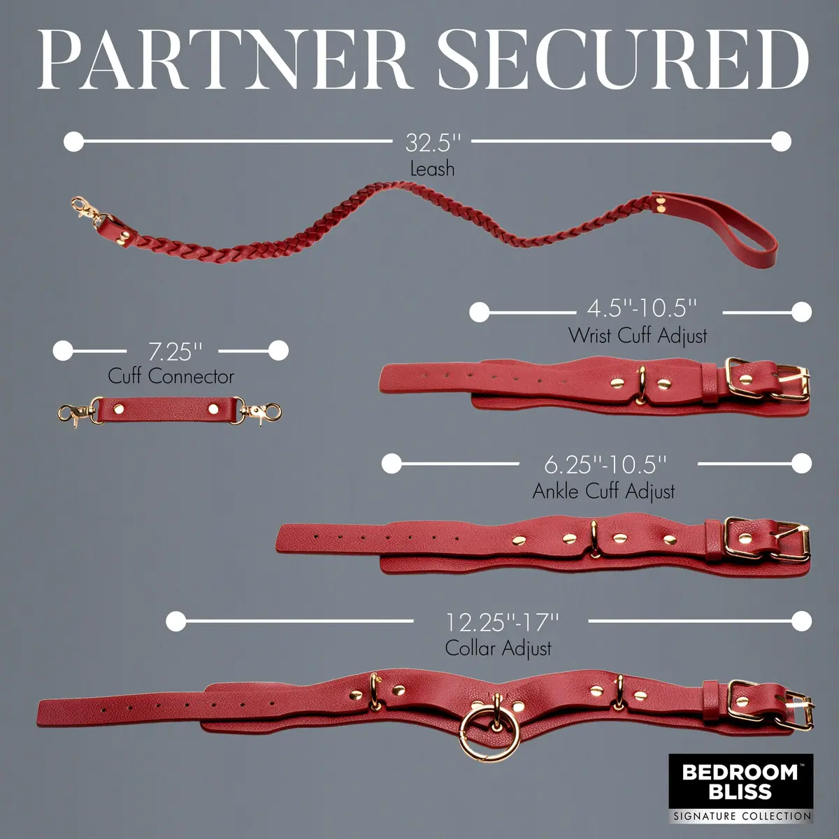 XR PLAY HARD. Lover's Restraints Set for Men, Women & Couples | Adjustable Vegan Leather Bondage Gear - view 3
