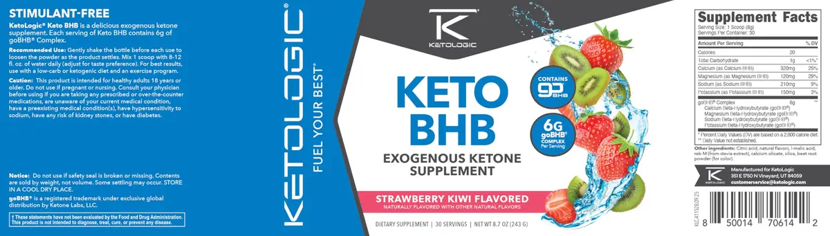 Ketologic Keto BHB (Strawberry Kiwi) 30 Servings | Keto Salts for Metabolic Support - view 5