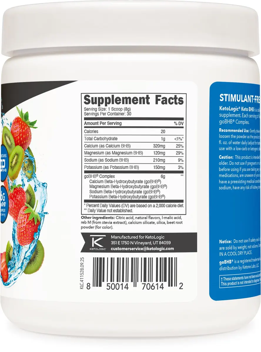 Ketologic Keto BHB (Strawberry Kiwi) 30 Servings | Keto Salts for Metabolic Support - view 4