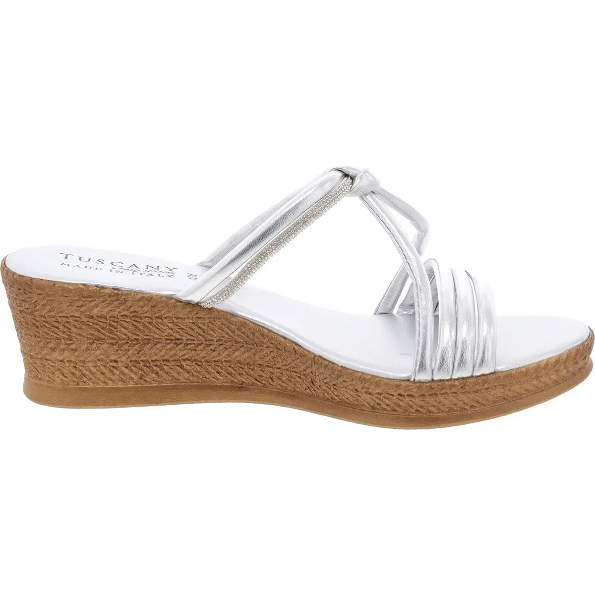 Tuscany by Easy Street Elvera Wedge Sandal Silver 8.5 | Elegant Italian Design & Comfort - view 3