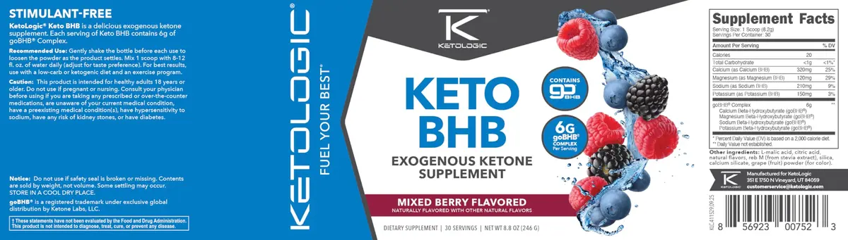 Ketologic Keto BHB (Mixed Berry) 8.8oz | Supports Ketosis & Mental Clarity - view 5