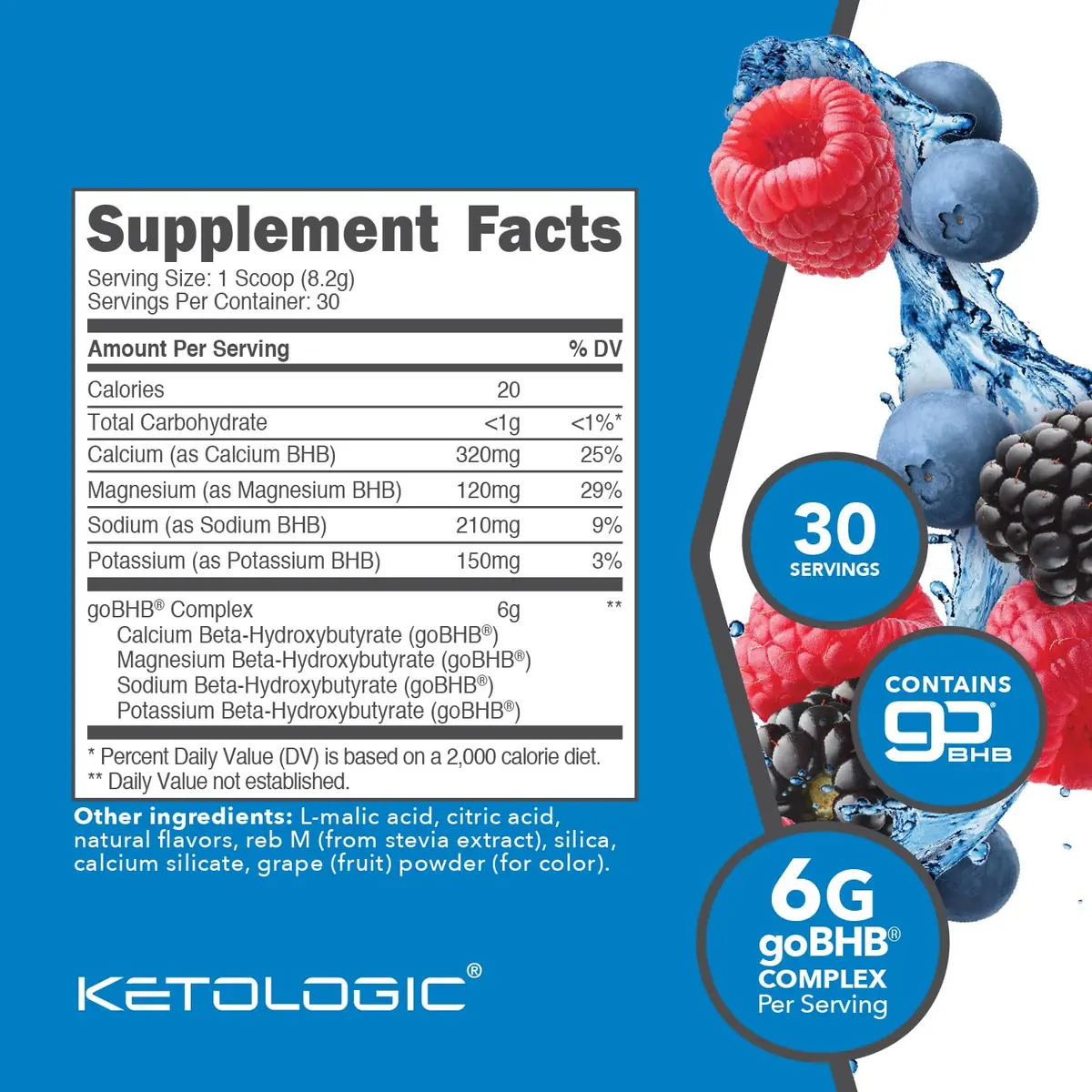 Ketologic Keto BHB (Mixed Berry) 8.8oz | Supports Ketosis & Mental Clarity - view 2