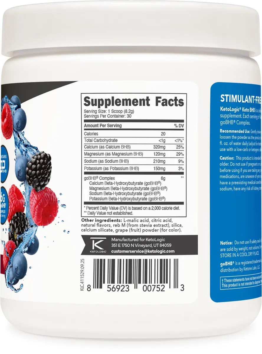 Ketologic Keto BHB (Mixed Berry) 8.8oz | Supports Ketosis & Mental Clarity - view 4