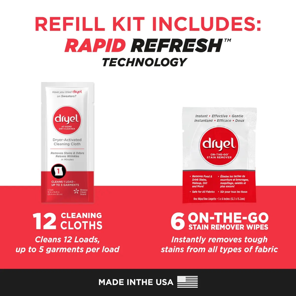 Dryel At-Home Dry Cleaner & Stain Remover, 12 Loads | Gentle Fabric Care & Odor Removal - view 2