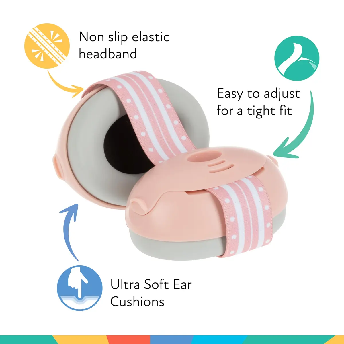 Nuby Baby Earmuffs Pink for Girls 1+ Years, 21dB Noise Reduction | Soft Sounds Travel Bag Included - view 2