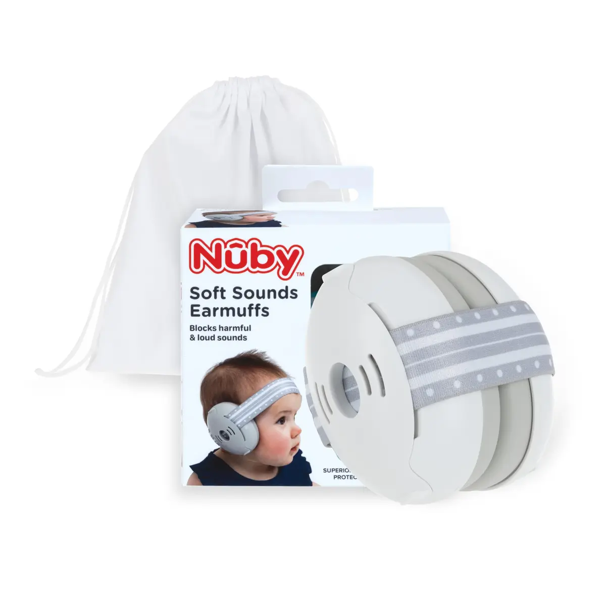 Nuby Baby Earmuffs White | Soft Noise Protection for Babies (70-120 chars) - main product image