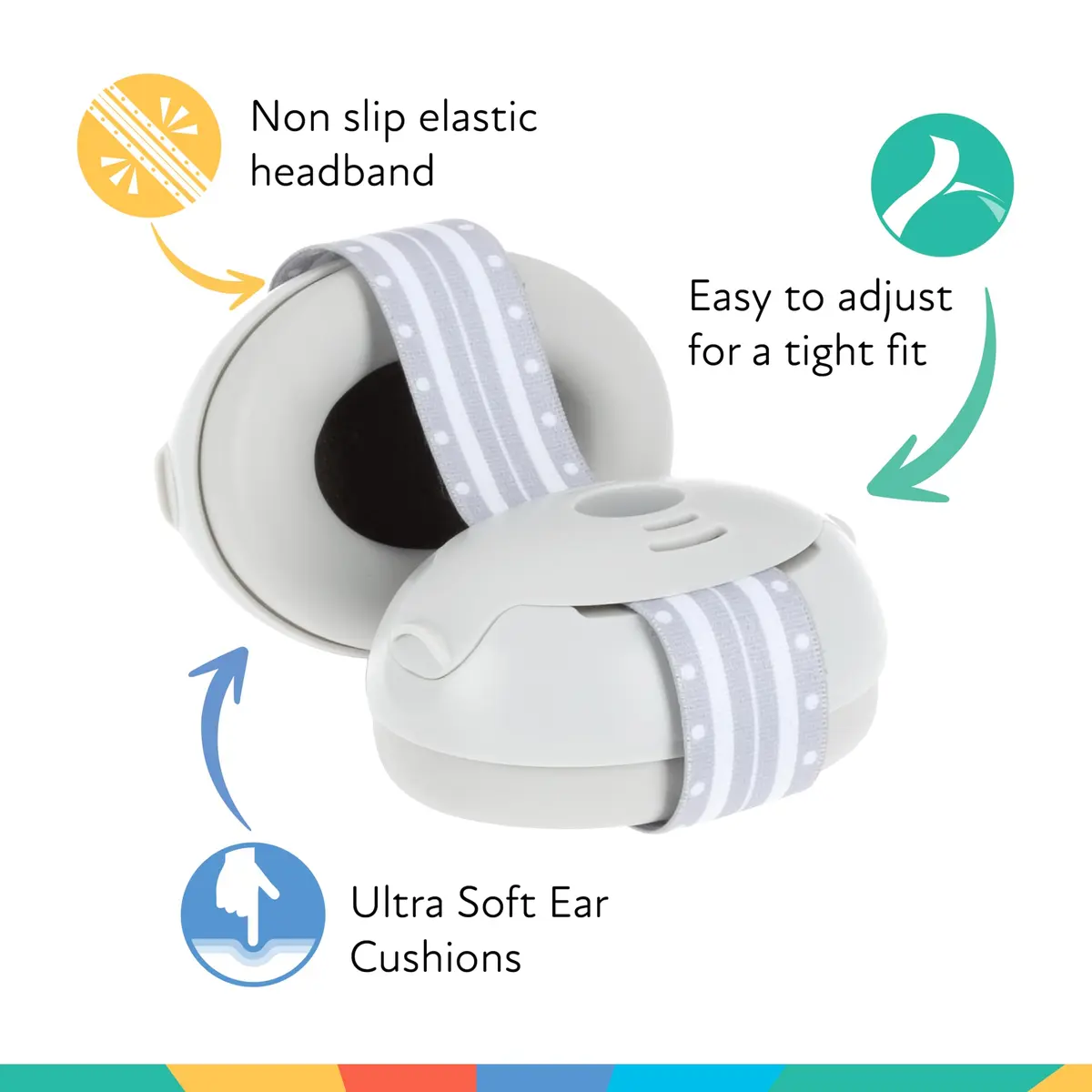 Nuby Soft Sounds Baby Earmuffs Gray | 21 Decibel Hearing Protection for Infants 1+ Years - view 2