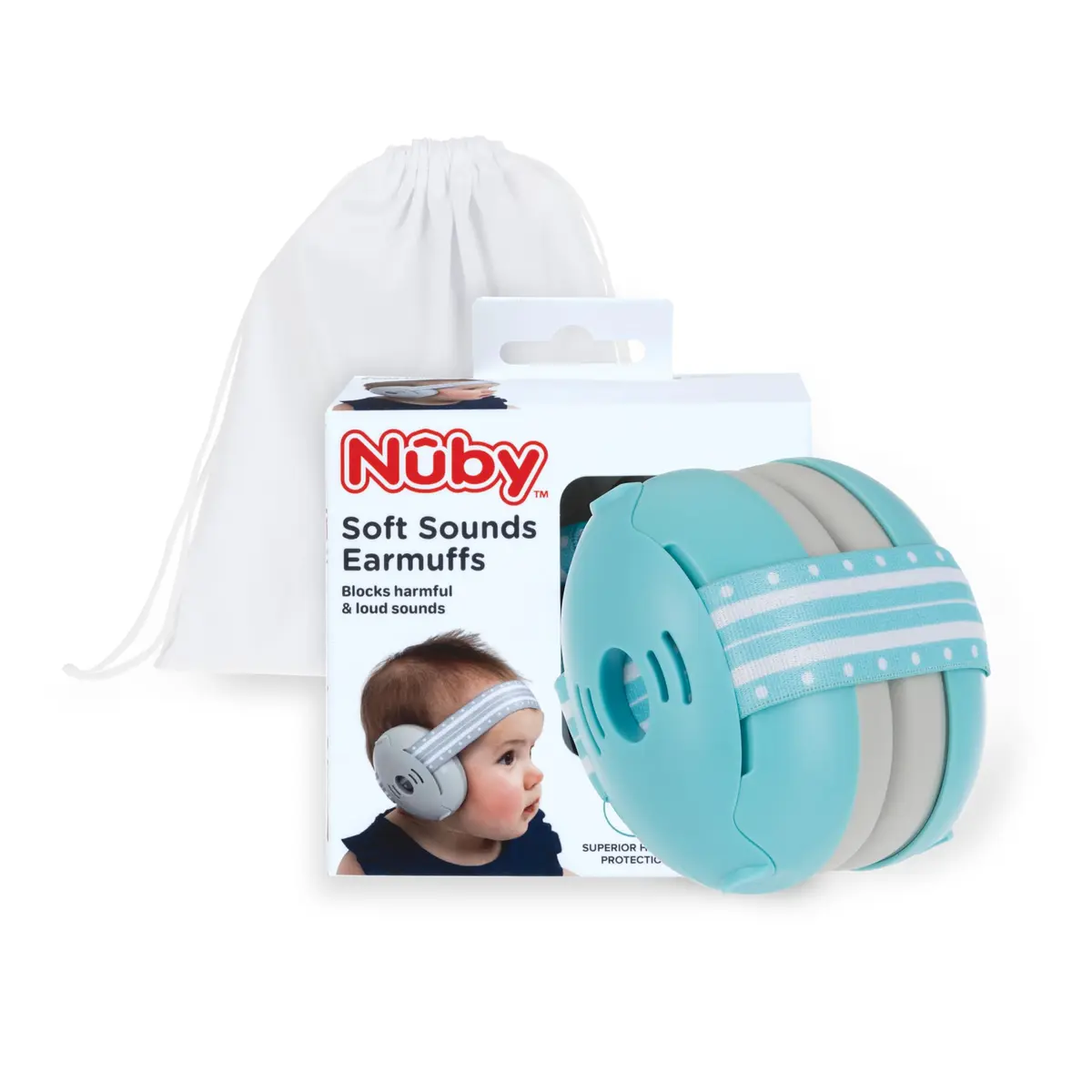 Nuby Baby Earmuffs for 1+ Years, Blue, 21dB Noise Reduction | Travel Bag Included - main product image
