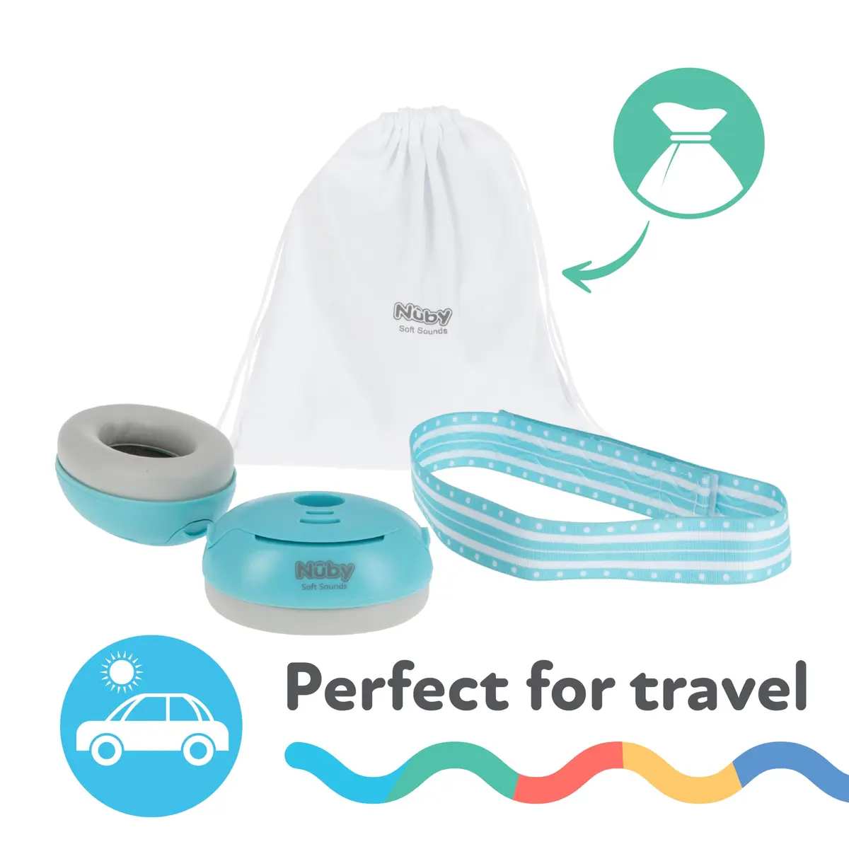 Nuby Baby Earmuffs for 1+ Years, Blue, 21dB Noise Reduction | Travel Bag Included - view 3