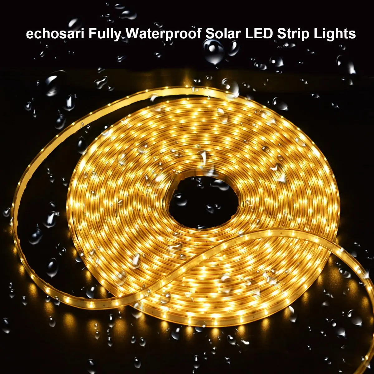 echosari 32.8ft Solar Strip Lights Outdoor Waterproof, 200 LED Warm White | 10m (32.8ft) with Solar Panel & Remote - view 2