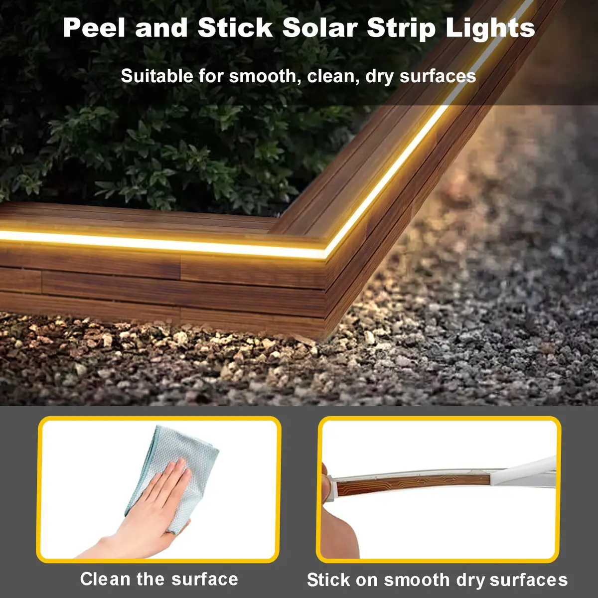 echosari 32.8ft Solar Strip Lights Outdoor Waterproof, 200 LED Warm White | 10m (32.8ft) with Solar Panel & Remote - view 3