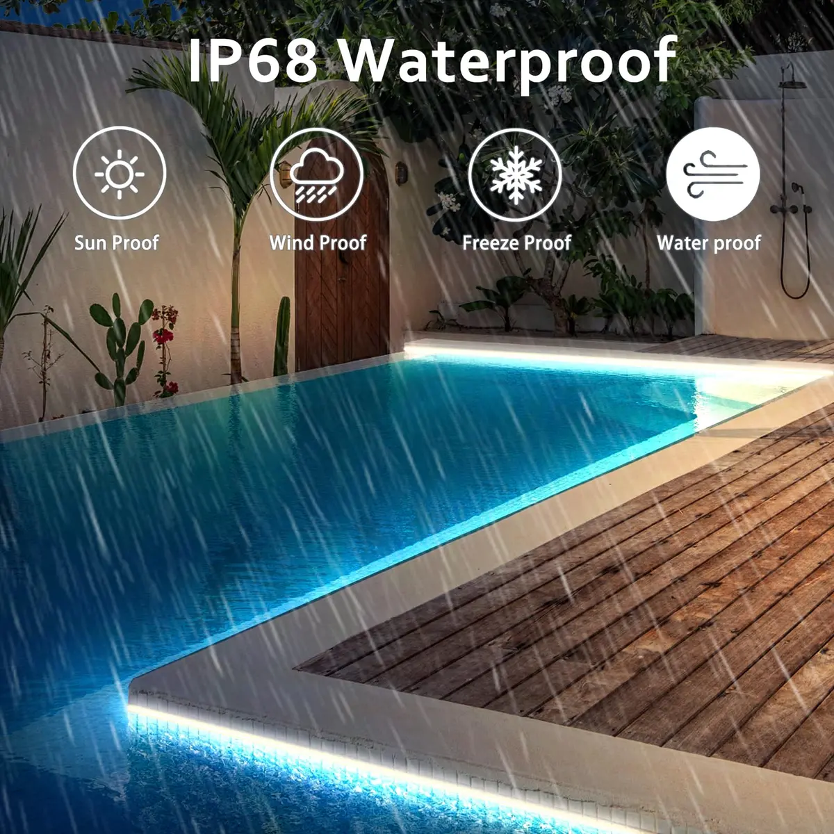 echosari 32.8ft Solar LED Strip Lights Outdoor Waterproof with Remote, Cool White (10m, 200 LEDs) - view 3