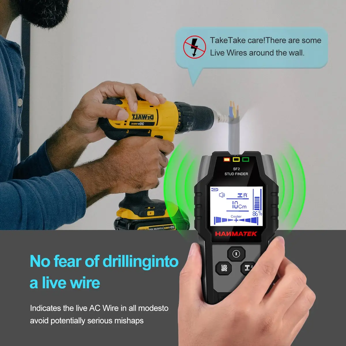HANMATEK 5-in-1 Stud Finder Wall Scanner with HD LCD Display & Positioning Hole | 12cm (4.7 inch) Ferrous Metal Scan - view 5