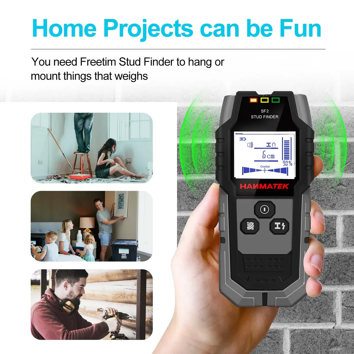 HANMATEK 5-in-1 Stud Finder Wall Scanner with HD LCD Display & Positioning Hole | 12cm (4.7 inch) Ferrous Metal Scan - view 7