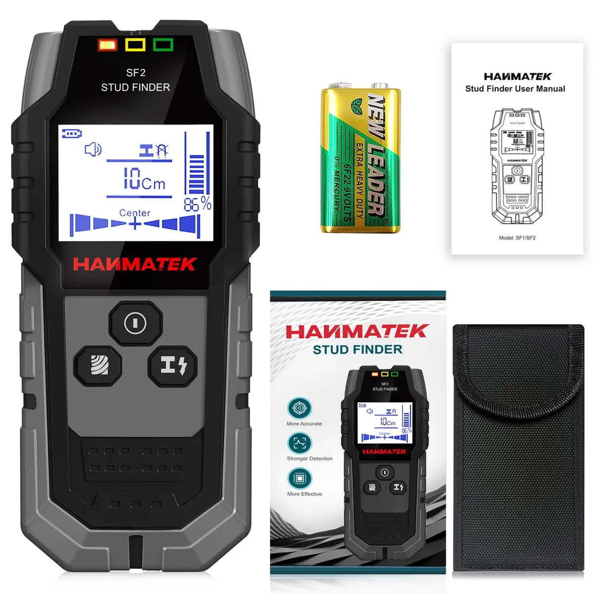 HANMATEK 5-in-1 Stud Finder Wall Scanner with HD LCD Display & Positioning Hole | 12cm (4.7 inch) Ferrous Metal Scan - view 8