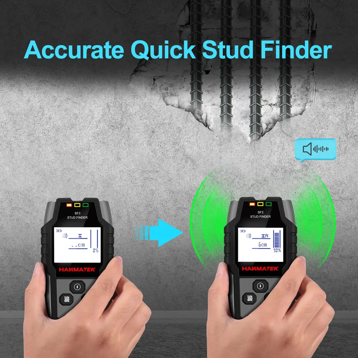 HANMATEK 5-in-1 Stud Finder Wall Scanner with HD LCD Display & Positioning Hole | 12cm (4.7 inch) Ferrous Metal Scan - view 3