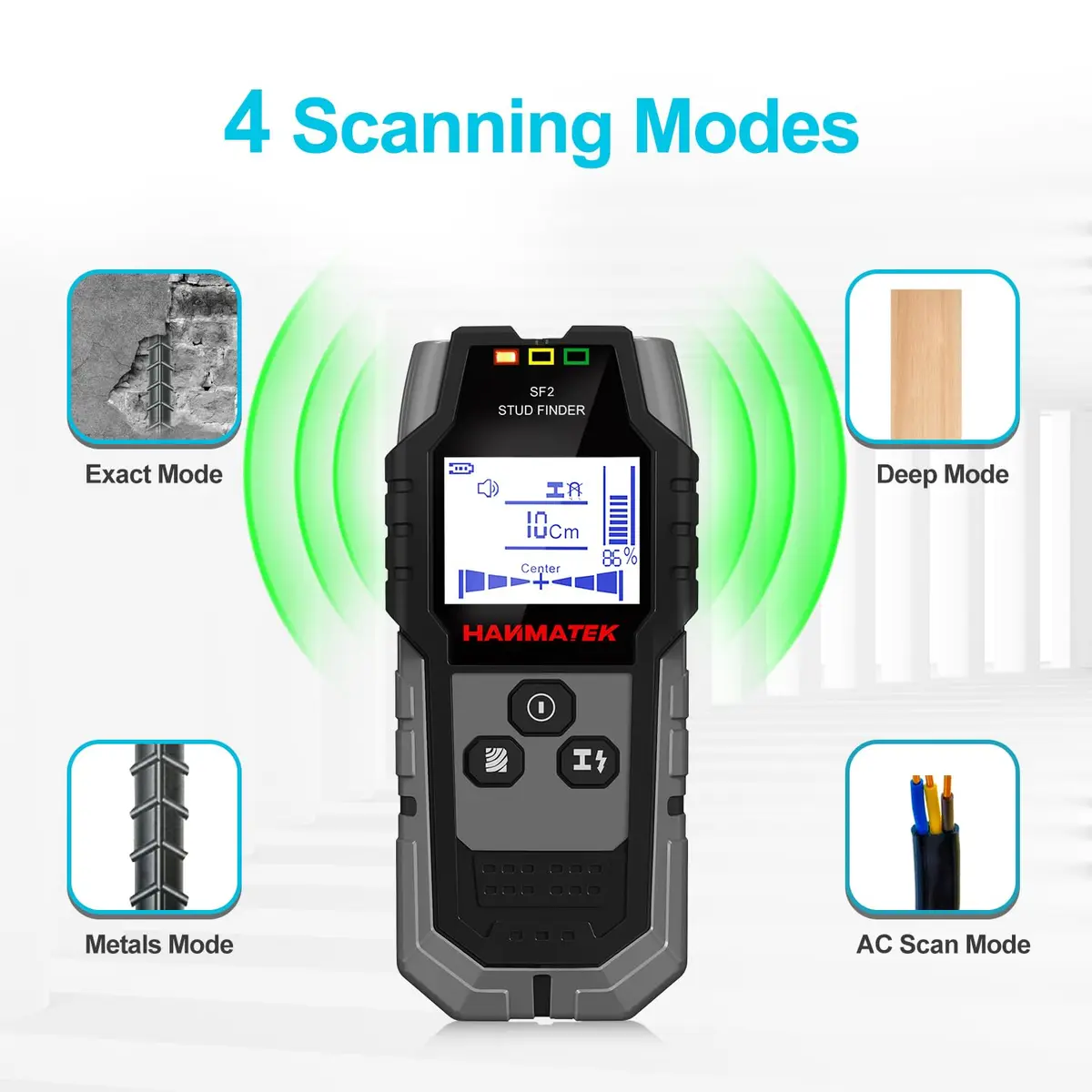 HANMATEK 5-in-1 Stud Finder Wall Scanner with HD LCD Display & Positioning Hole | 12cm (4.7 inch) Ferrous Metal Scan - view 4