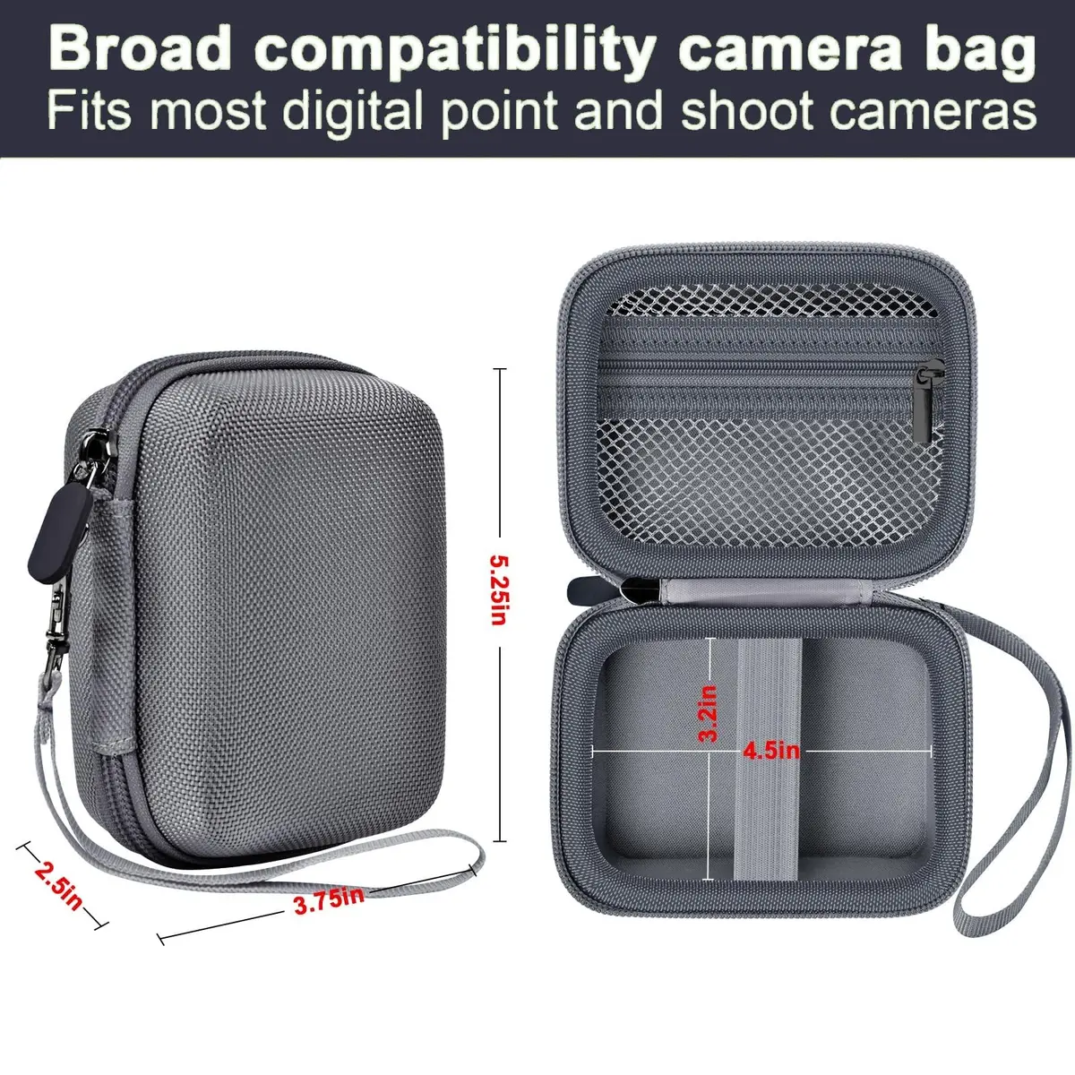 ALKOO Grey Camera Case for Kodak Pixpro & Camkory Cameras, 13.3cm (5.25") | Protects Compact Digital Cameras - view 5