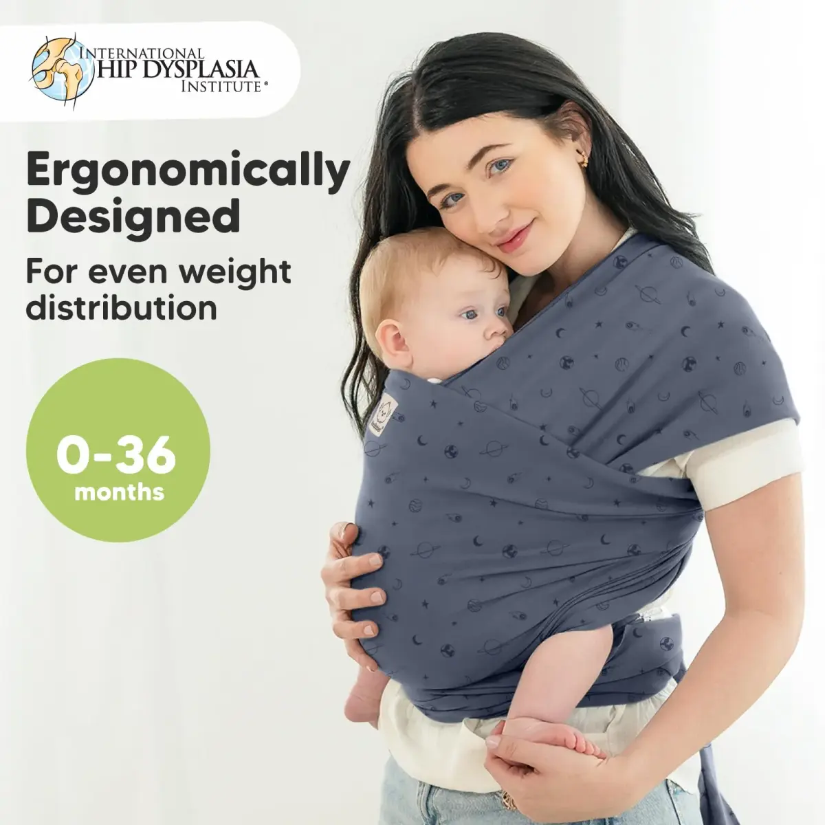 KeaBabies Original Baby Wrap Carrier in Planets | One Size | IHDI Certified, Breathable Fabric - view 2