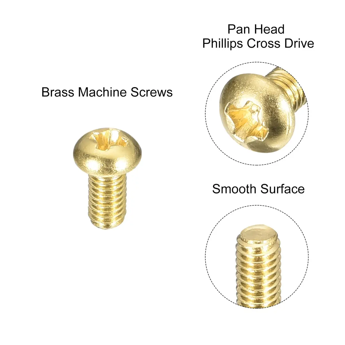 uxcell M3x5mm Brass Machine Screws Phillips Pan Head Fastener Bolts 36 Pcs - view 4