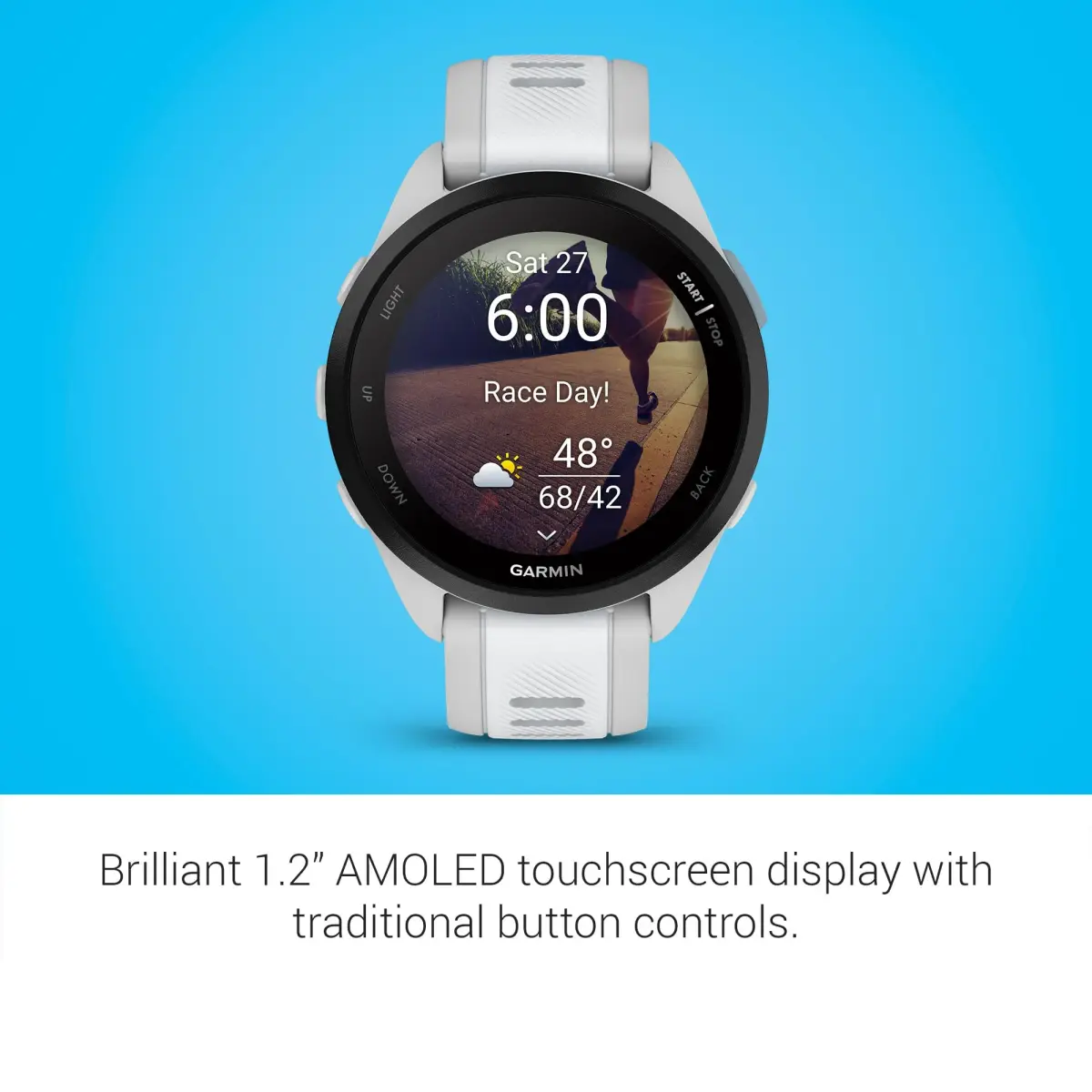 Garmin Forerunner® 165 Running Smartwatch 43mm Whitestone | AMOLED Touchscreen GPS - view 3