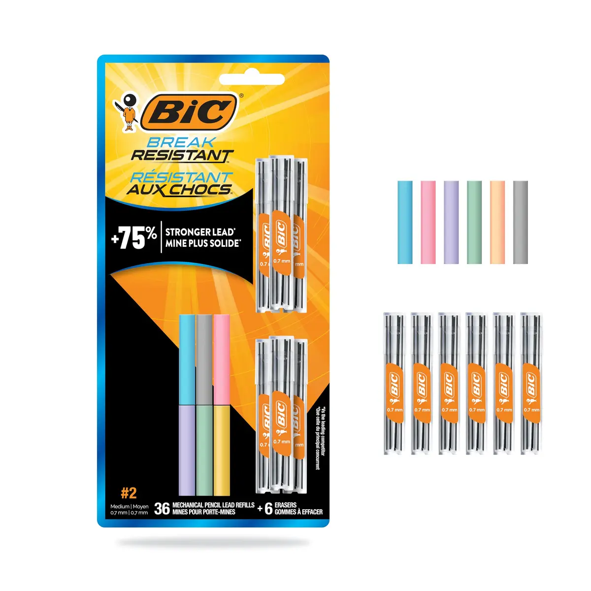 BIC Break Resistant Mechanical Pencil 0.7mm | Refillable & Twist-Up Jumbo Eraser for School & Office - main product image