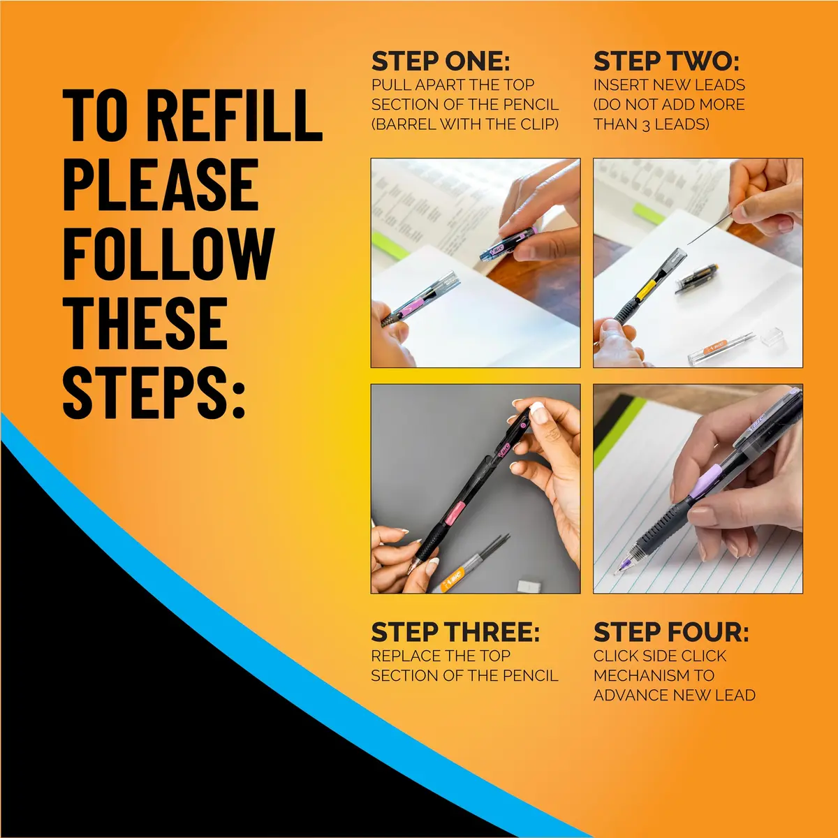 BIC Break Resistant Mechanical Pencil 0.7mm | Refillable & Twist-Up Jumbo Eraser for School & Office - view 3