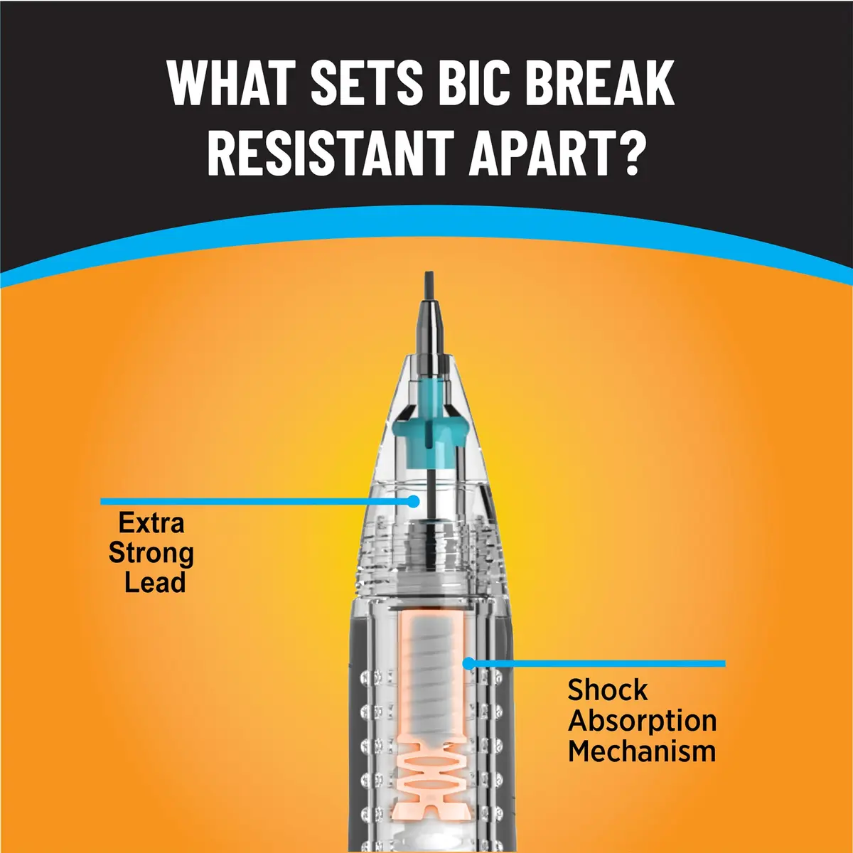 BIC Break Resistant Mechanical Pencil 0.7mm | Refillable & Twist-Up Jumbo Eraser for School & Office - view 4