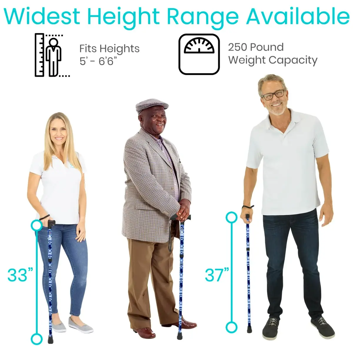 Vive Folding Cane - Blue Burst | Lightweight Adjustable Aluminum Walking Stick with Ergonomic Grip & Non-Slip Tip - view 5