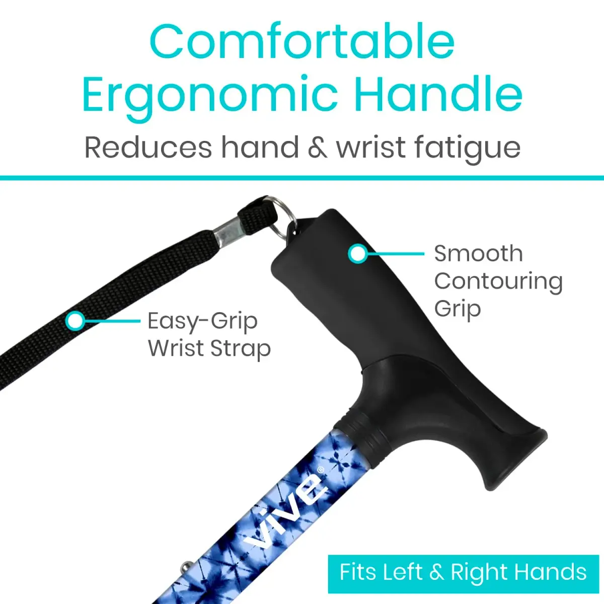 Vive Folding Cane - Blue Burst | Lightweight Adjustable Aluminum Walking Stick with Ergonomic Grip & Non-Slip Tip - view 4