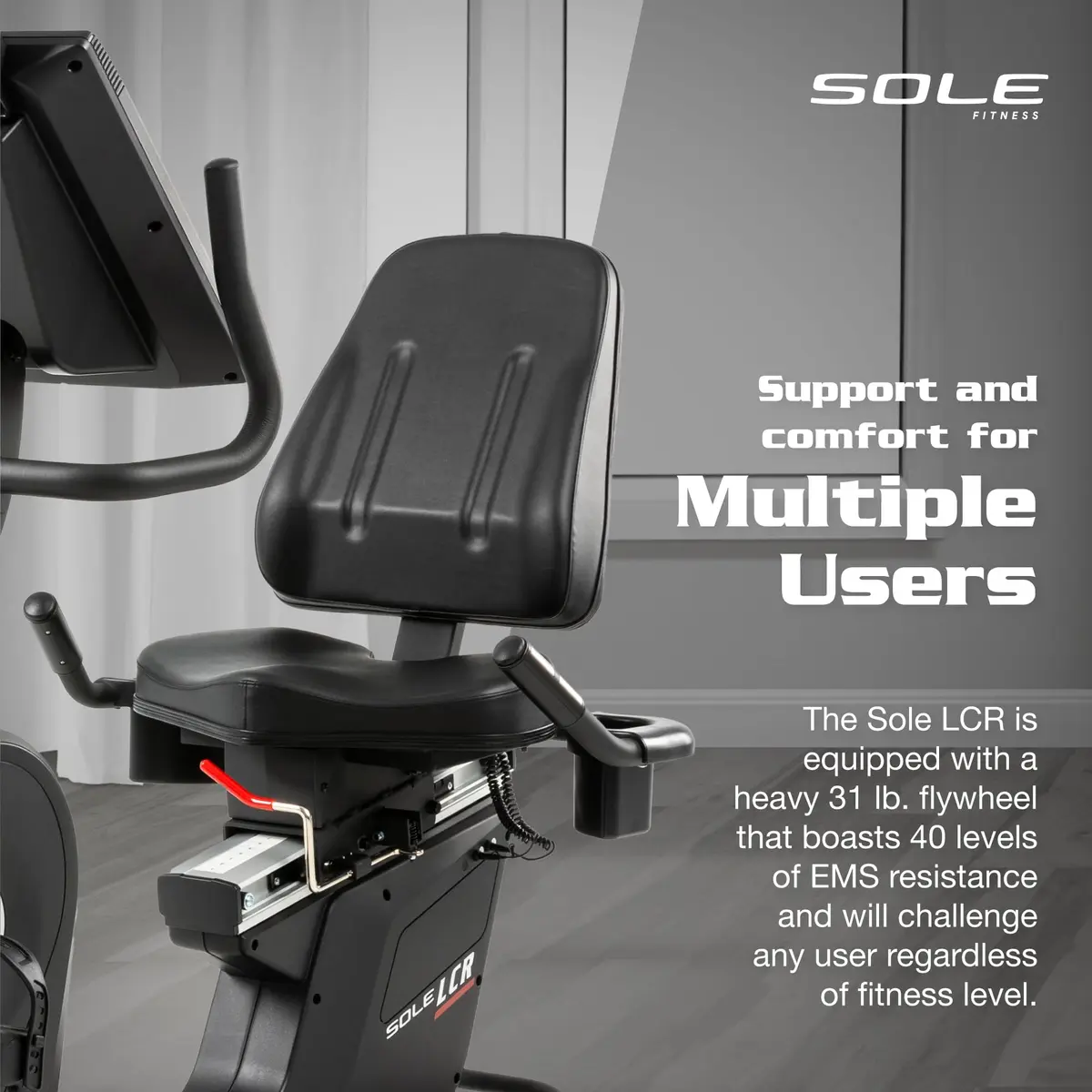 SOLE LCR Recumbent Exercise Bike | Advanced Home Workout Equipment with Bluetooth & Touch Screen - view 4