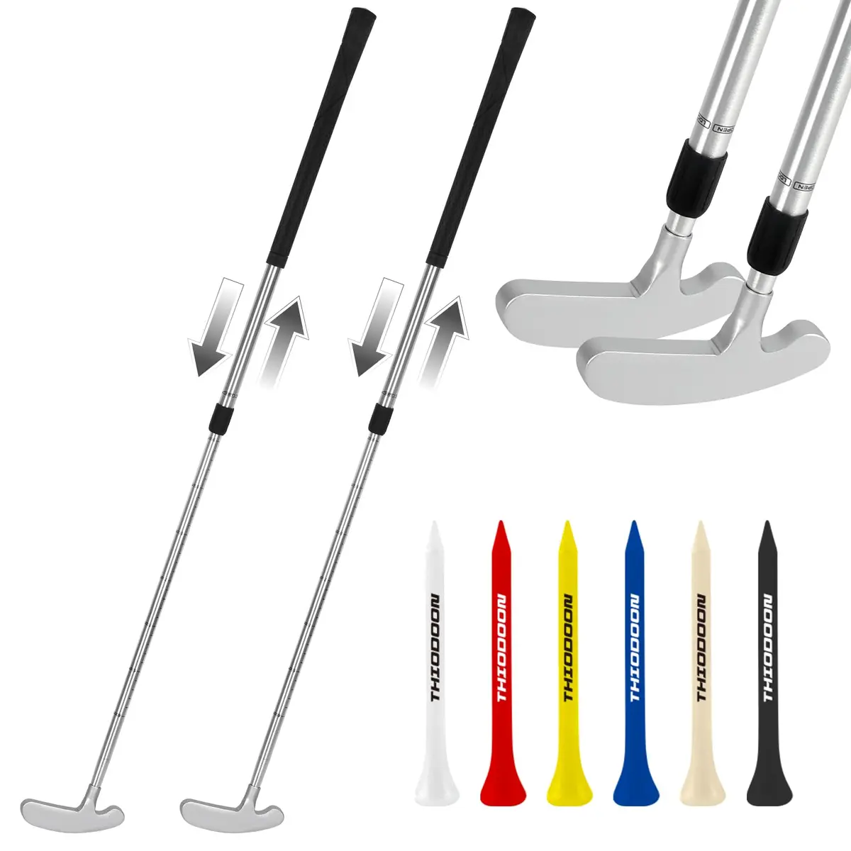 THIODOON Silver Golf Putter | Adjustable Length, Ambidextrous, Portable (70-120 chars) - main product image