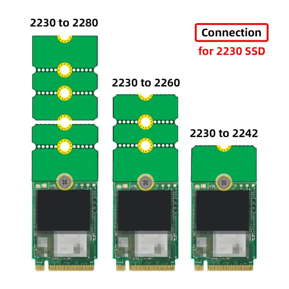 xiwai 2pcs M.2 NGFF NVME Adapter Brackets Support 2230-2280 | Convert & Extend SSD Compatibility - view 4