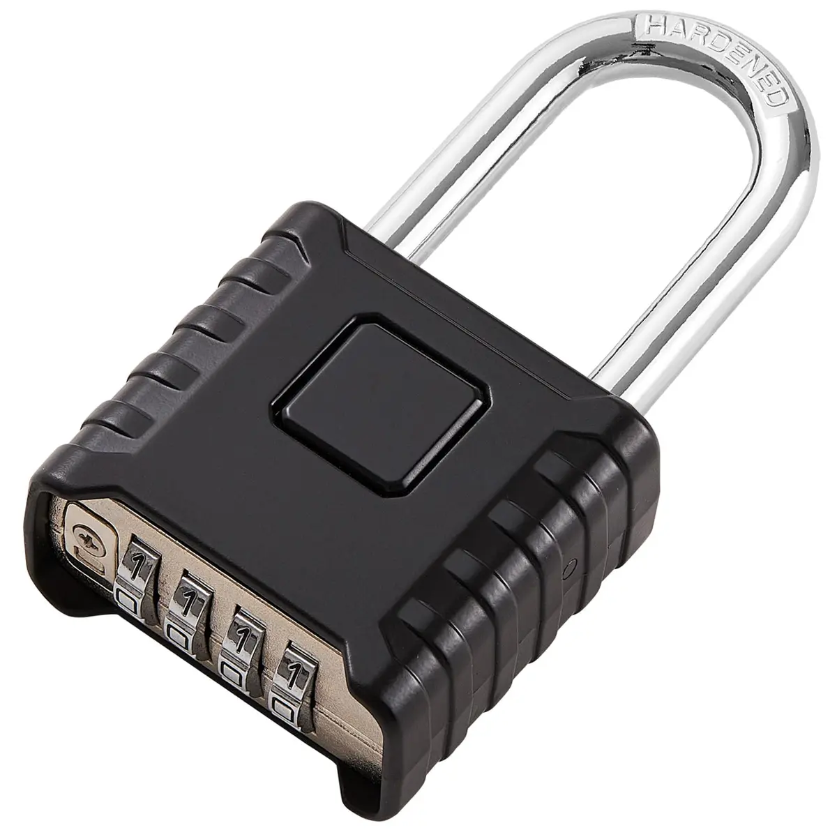 disecu Heavy Duty 4 Digit Combination Lock Waterproof Large Outdoor Padlock for School Gym Locker Fence Gate (Black) - main product image