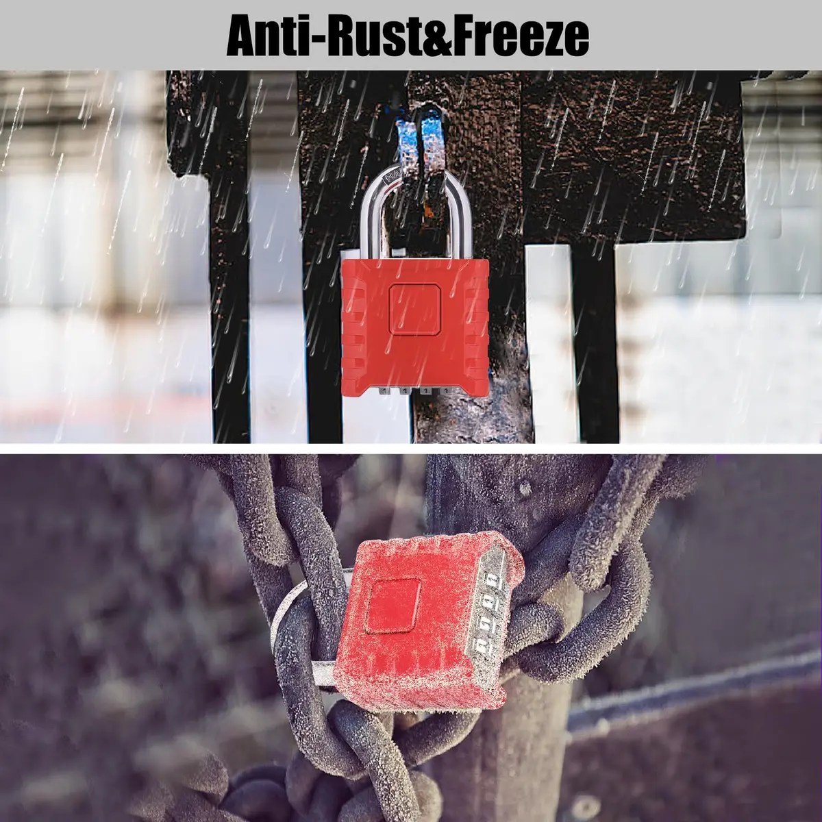 disecu Heavy Duty 4 Digit Combination Lock | Waterproof Outdoor Padlock for School & Gym (Red) - view 6