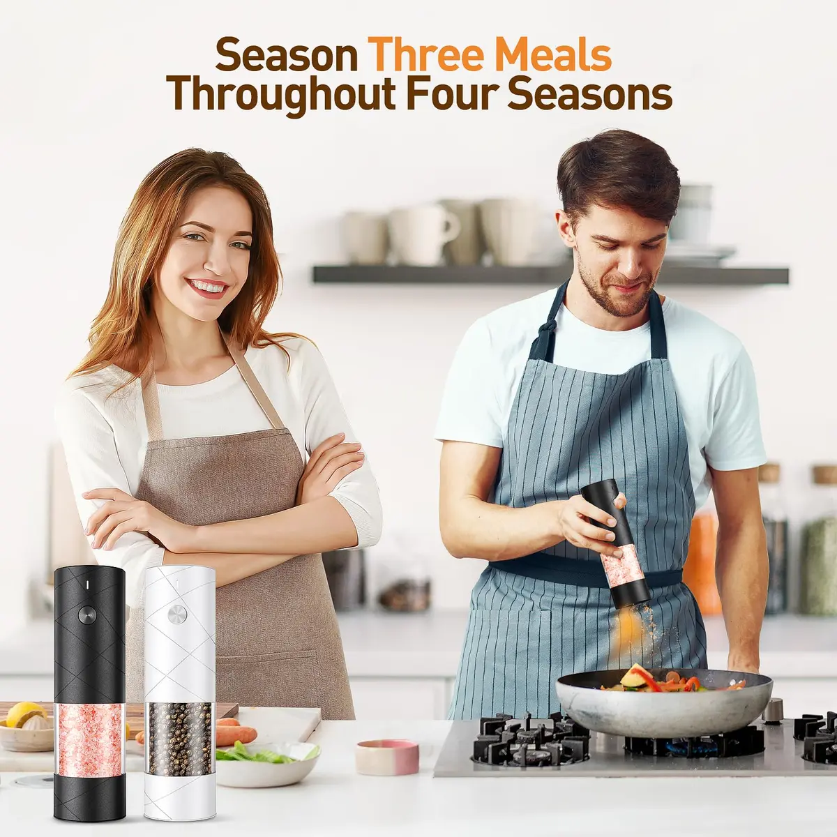 FRTONYI Electric Salt and Pepper Grinder Set | Rechargeable Automatic Spice Mill with LED, Adjustable Coarseness, One-Hand Operation - view 7