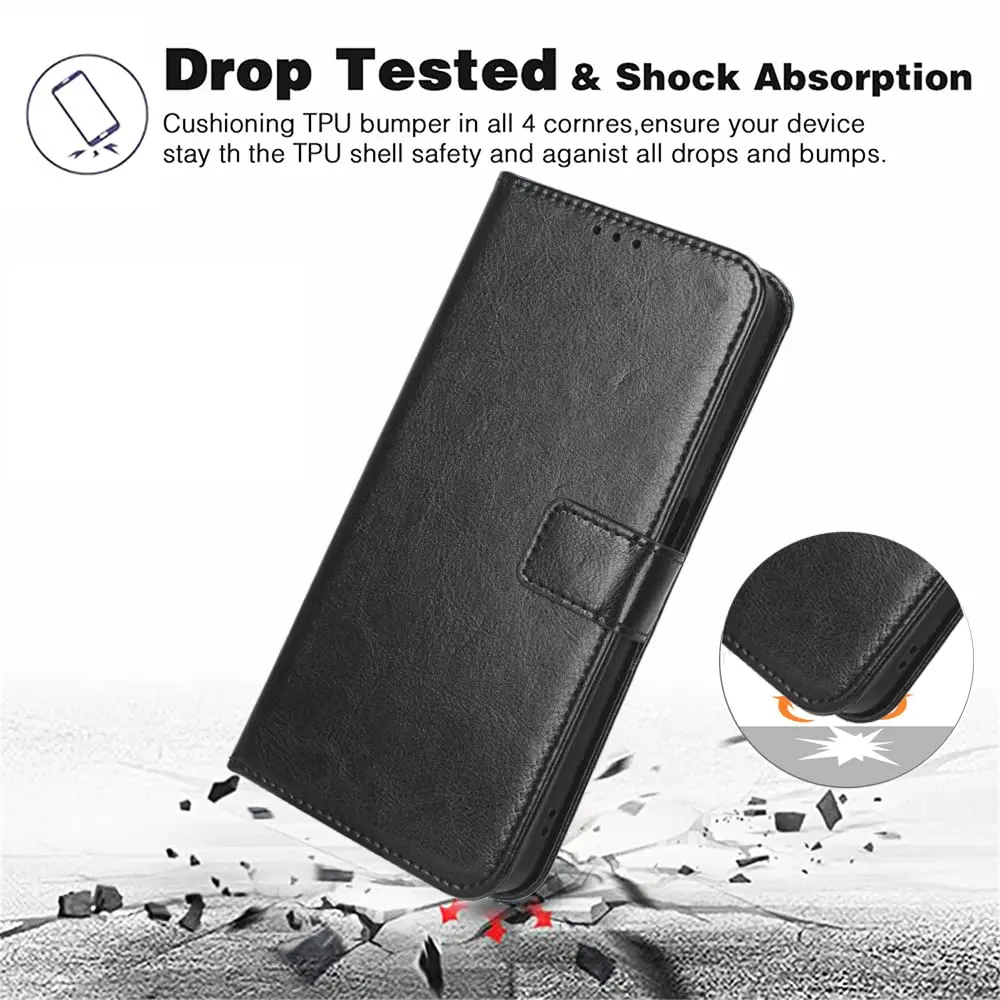 Tuxiwei Wallet Flip Folio Case for OnePlus 12R | Drop-Proof, Shockproof PU Leather, 3 Card Slots, Magnetic Closure, Gold - view 7
