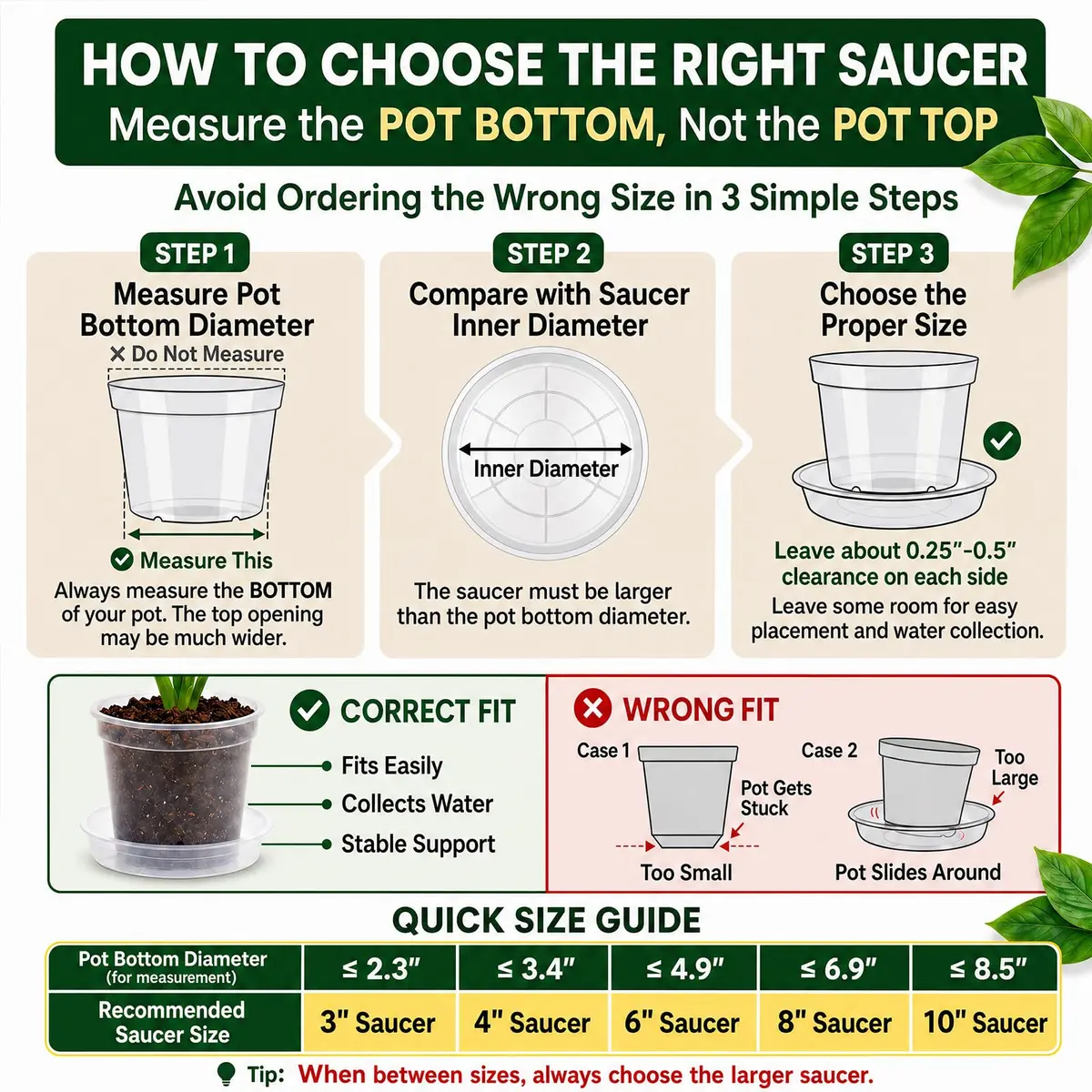 FUIJOL 6 Pack Clear Plant Saucer | Durable 8" Water Catcher for Indoor & Outdoor Pots - view 8