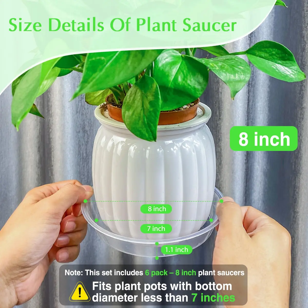 FUIJOL 6 Pack Clear Plant Saucer | Durable 8" Water Catcher for Indoor & Outdoor Pots - view 2