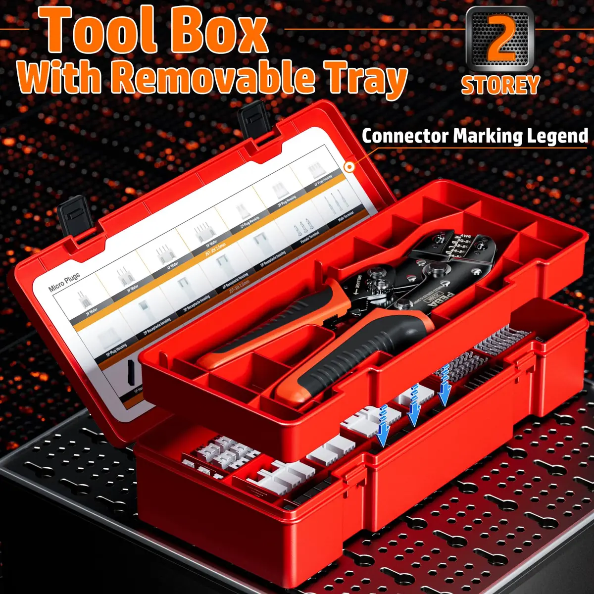 PEBA Ratchet Crimping Tool Kit with Dupont & JST-XH Connectors | AWG 32-20, 2.54mm & 2.5mm - view 7