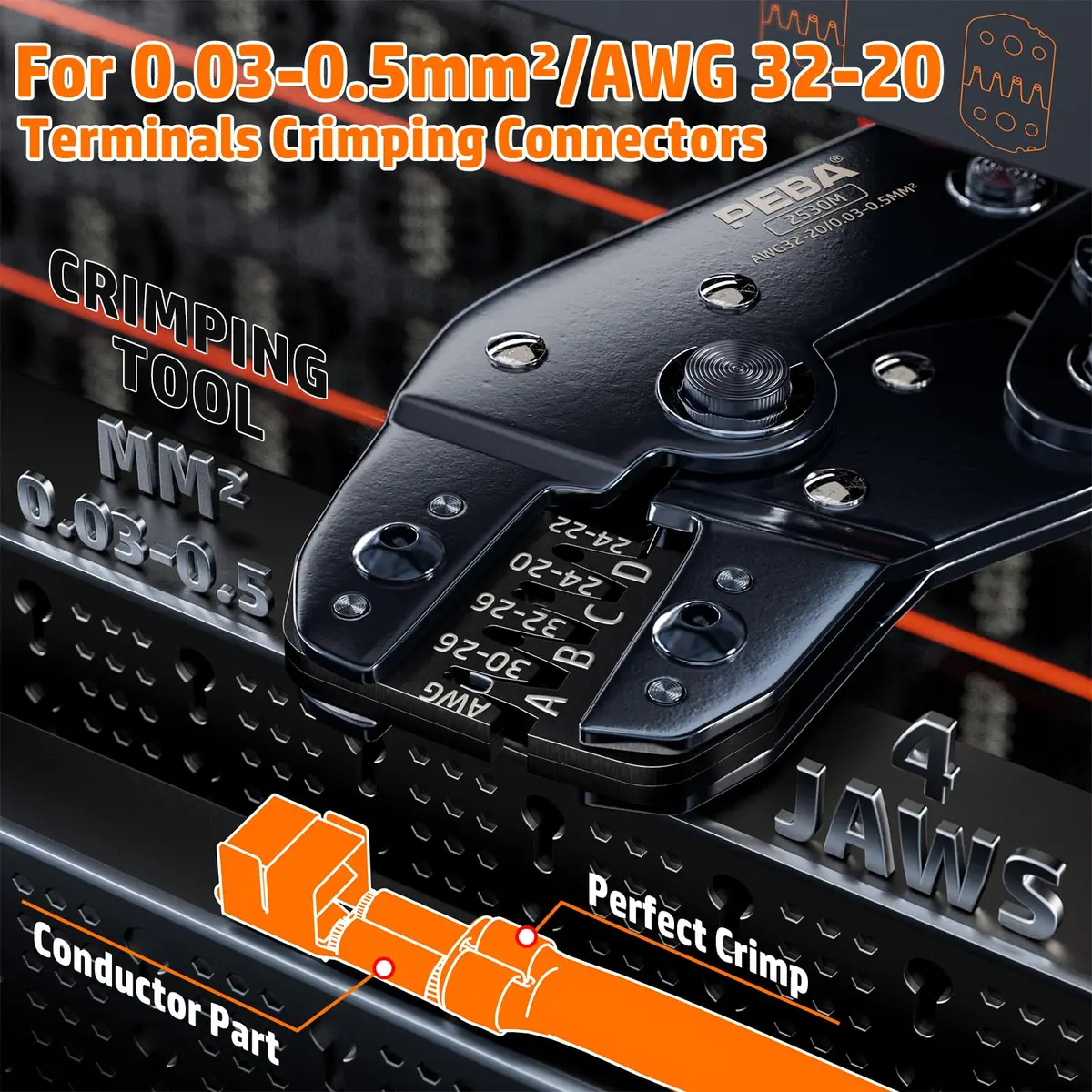 PEBA Ratchet Crimping Tool Kit with Dupont & JST-XH Connectors | AWG 32-20, 2.54mm & 2.5mm - view 3