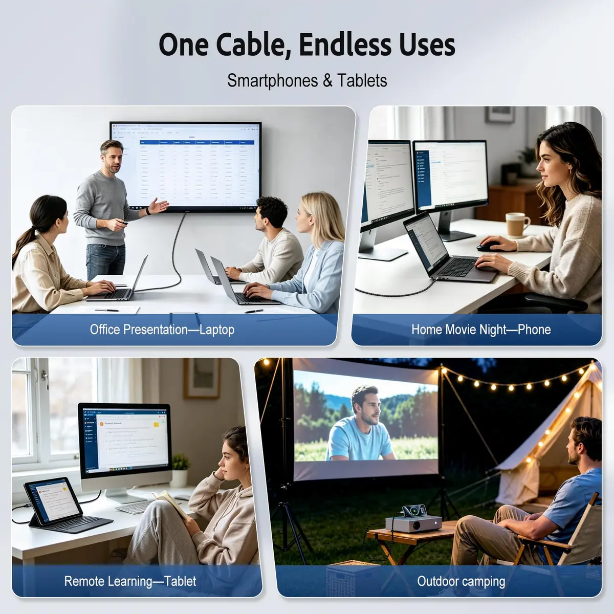 QGeeM USB C to HDMI 4K Cable 6Ft | Thunderbolt 3/4/5 Compatible, 4K@30Hz, Braided Nylon, Aluminum Heat Dissipation - view 8