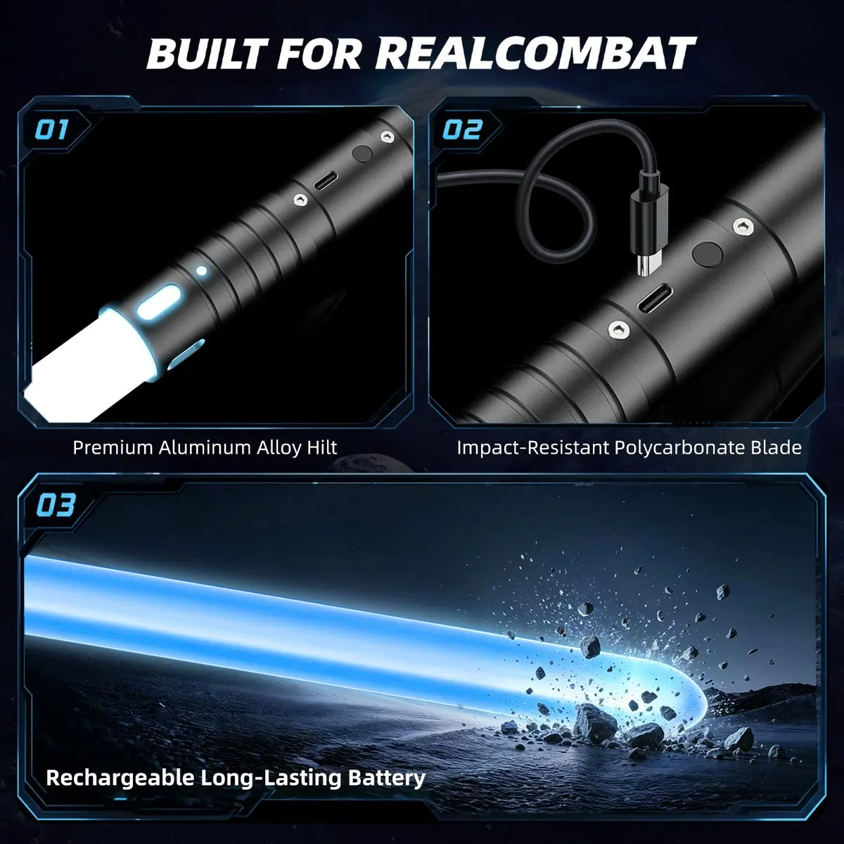CSNDICE Lightsaber 2 Pack, Metal Hilt, 20 RGB Colors | Dual-Mode Dueling Toy for Kids & Adults - view 6