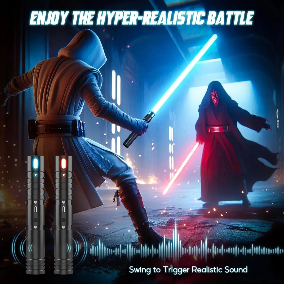 CSNDICE Lightsaber 2 Pack, Metal Hilt, 20 RGB Colors | Dual-Mode Dueling Toy for Kids & Adults - view 2