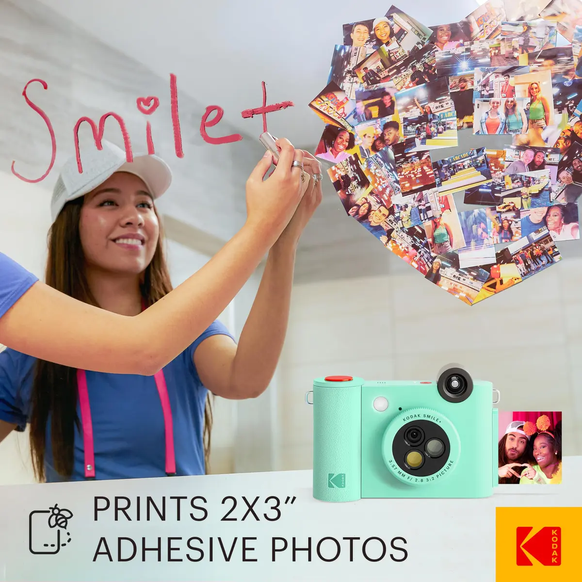 KODAK Smile+ Wireless Digital Instant Print Camera with Effect-Changing Lens, 2x3” Zink Sticky-Backed Photo Prints Mint Green | 5MP CMOS Sensor - view 6