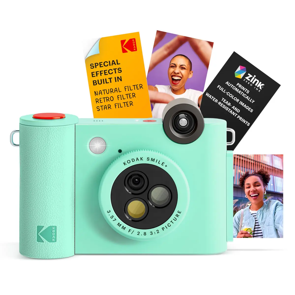 KODAK Smile+ Wireless Digital Instant Print Camera with Effect-Changing Lens, 2x3” Zink Sticky-Backed Photo Prints Mint Green | 5MP CMOS Sensor - view 8