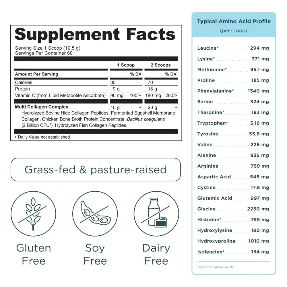 Ancient Nutrition Collagen Peptides Powder Vanilla 60 Servings | Hydrolyzed Collagen for Skin, Joints, Gut Health - view 2